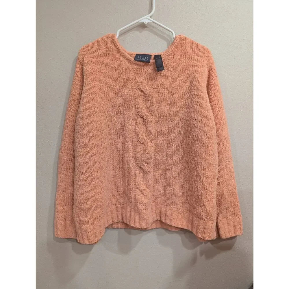 Super soft chunky knit peach colored long sleeve sweater by Crazy Horse size XL - Picture 1 of 8